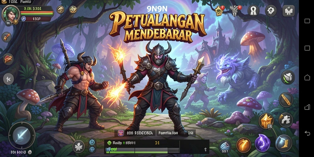 Screenshot menunjukkan aksi mendebarkan dari gameplay Adventure di 9N9N.