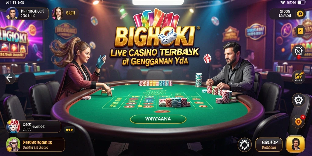 Screenshot BIGHOKI menunjukkan suasana gameplay Live Casino yang realistik dan menarik.
