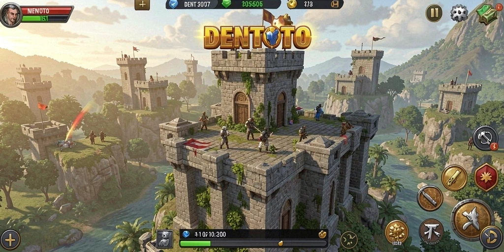 Tampilan gameplay DENTOTO yang mendebarkan dalam Tower Defense.