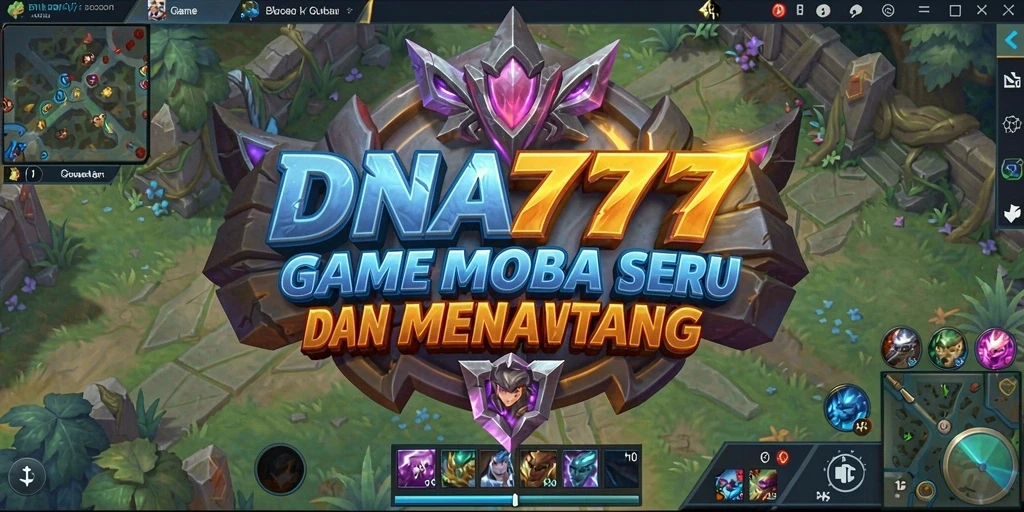 Screenshot utama DNA777 menunjukkan serunya gameplay MOBA dengan pertarungan dinamis.