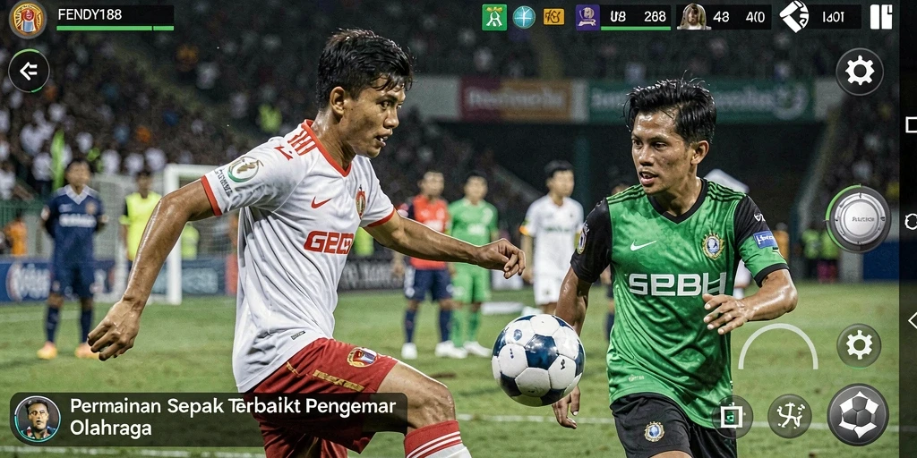 Tampilan gameplay FENDY188 dengan aksi sepak bola yang seru.