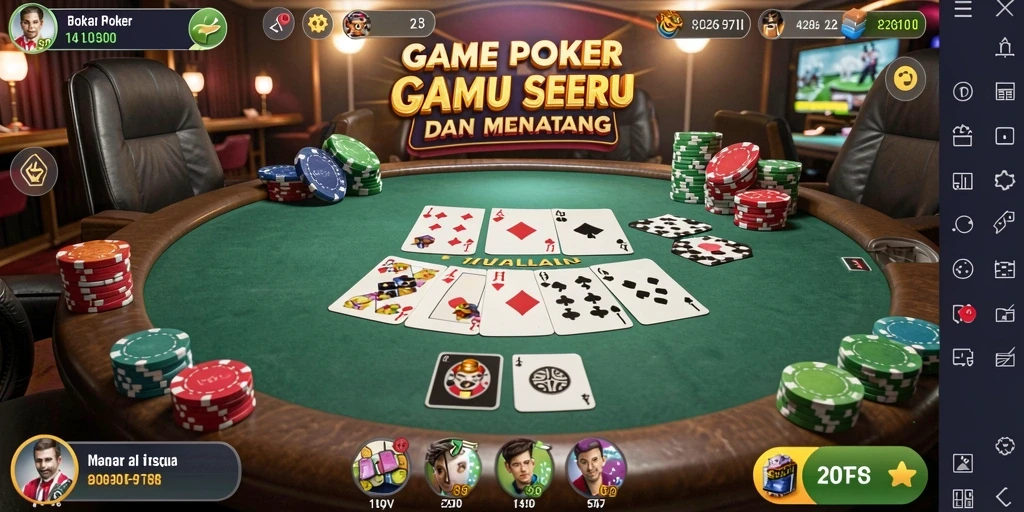 Tampilan gameplay Poker di FO8 yang menarik dan penuh strategi.