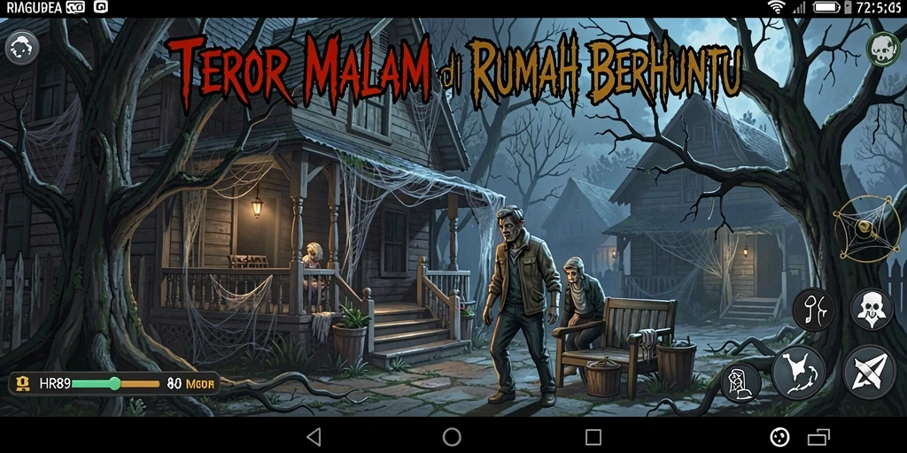 Tangkapan layar permainan HR89 menampilkan suasana mencekam dan penuh misteri.