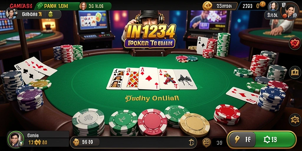 Screenshot gameplay IN1234 menampilkan keseruan permainan poker.