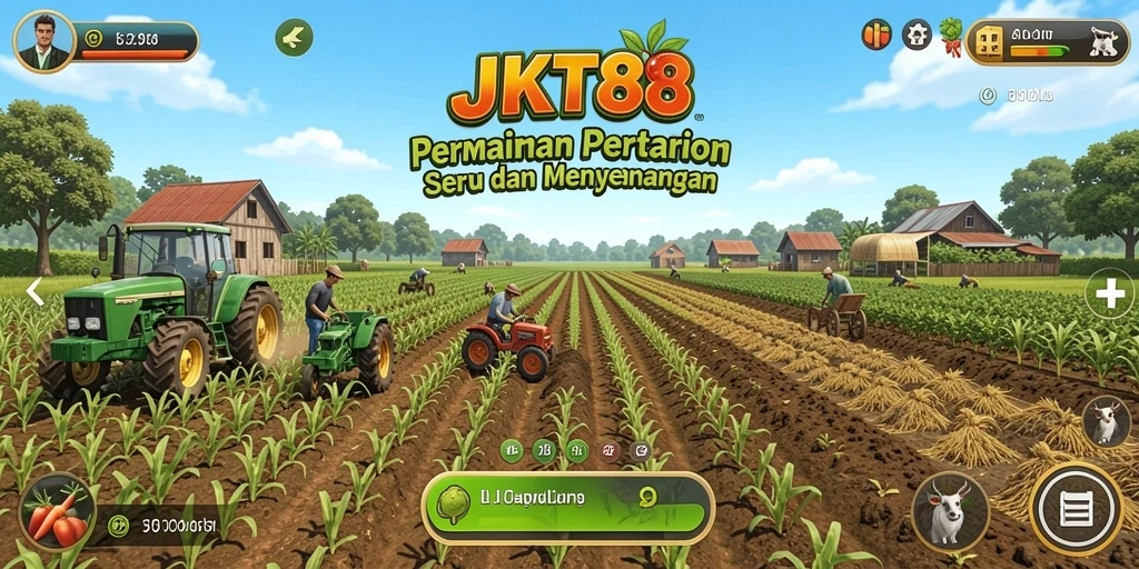 Screenshoot gameplay JKT88 menampilkan aktivitas bertani yang menyenangkan.