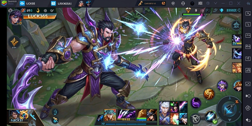 Menampilkan gameplay seru di arena pertempuran MOBA LUCK365.