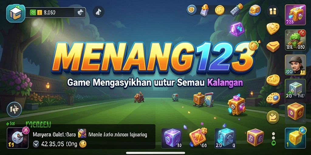 Gameplay MENANG123 menampilkan karakter yang mengumpulkan sumber daya secara otomatis.