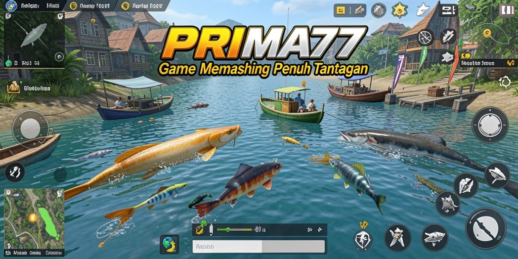 Tampilan gameplay PRIMA77 dengan aksi memancing yang seru dan adrenalin tinggi.