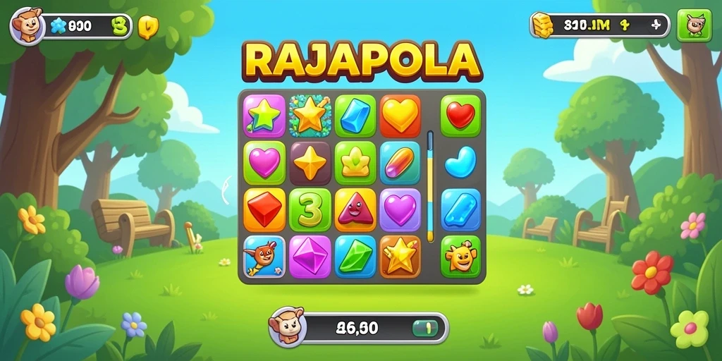 Tampilan gameplay seru di RAJAPOLA dengan efek visual yang memukau.