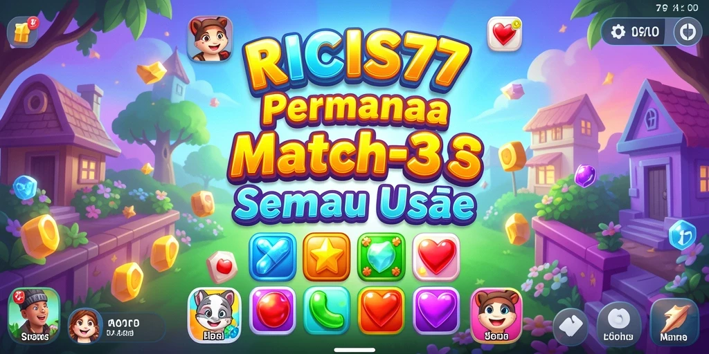 Tampilan gameplay RICIS77 dengan batu permata berwarna-warni.