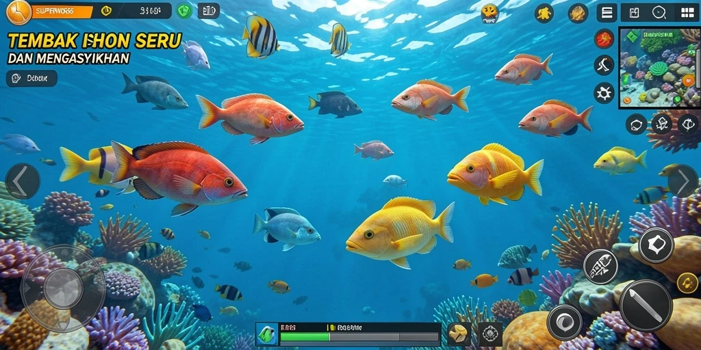 Tampilan gameplay <strong>SUPERWD666</strong> yang penuh aksi menembak ikan