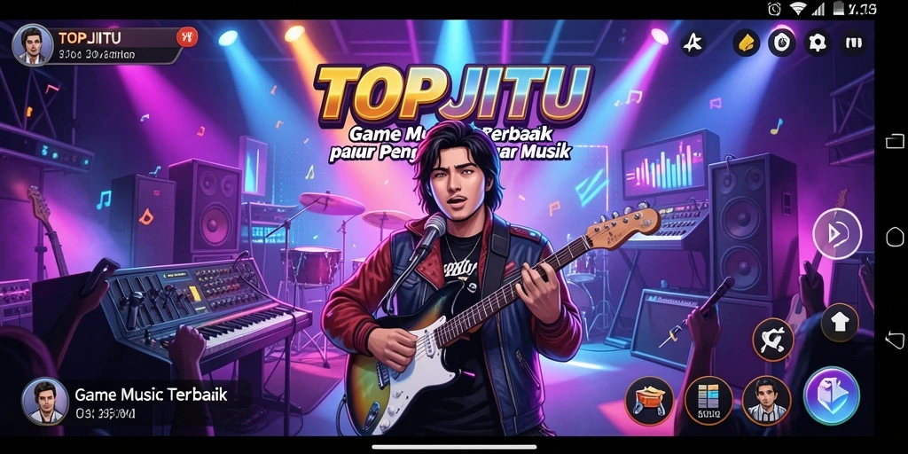 Tangkapan layar gameplay TOPJITU yang menampilkan interaksi musik yang seru.